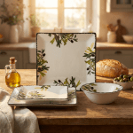 Керамичен сервиз за хранене 18 части OLIVE, декор маслини