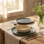 Керамичен сервиз за хранене 18 части Nordic - сив, бежов, зелен