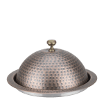 Иноксово плато с капак с медно релефно покритие Ø 35 см, RUSTIC