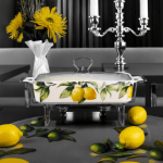 Керамичен съд за топло сервиране със стъклен капак 38.5 x 29.5 см, Lemons & Silver