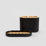 Комплект за баня 5 части LORETO - черен цвят, HOMLA Полша