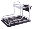 Сушилник за съдове на 2 етажа - сребрист, 42 x 32 x 31 см