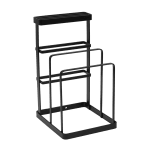 Метална стойка за съхранение на кухненски дъски, 12 x 13.8 x h 21.6 см - черна