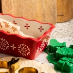 тава с коледни мотиви - керамична