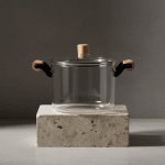 Стъклена тенджера с капак 20 см - 4.5 литра, дървени дръжки