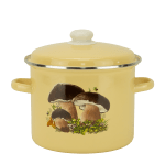 Емайлирана тенджера с капак 5.5  литра СМЕТАНА С ГЪБИ - метален ръб