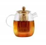 Стъклен чайник 1 литър Tulip, цедка златист мат, Vialli Design Полша