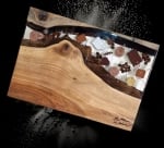 Орехова дъска за сервиране Кафе и шоколад, ръчна изработка, 35 x 22 см