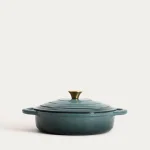 плитка зелена чугунена тенджера с капак