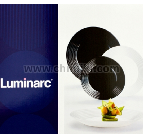 Harena черно - бял сервиз за хранене 18 елемента, Luminarc Франция