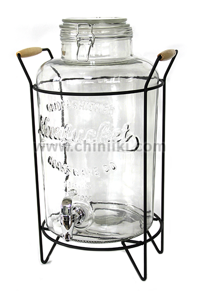 Стъклен диспенсър за вода 8.5 литра с метална стойка