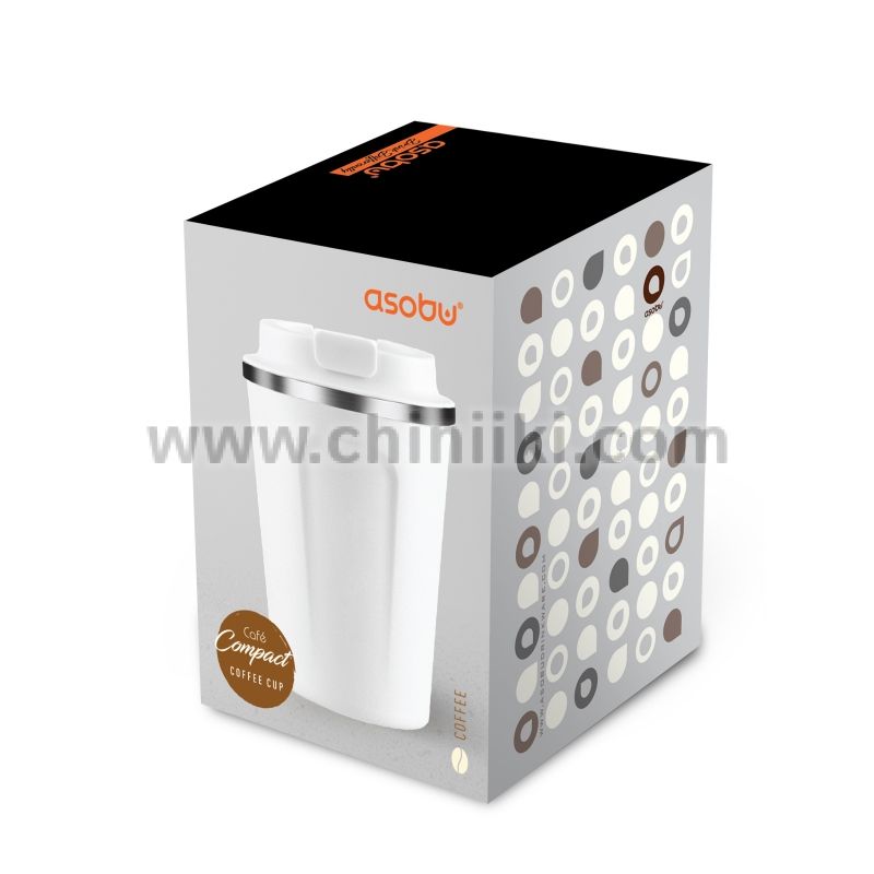 Двустенна термо чаша с вакуумна изолация 380 мл Cafe Compact, бял цвят, ASOBU Канада