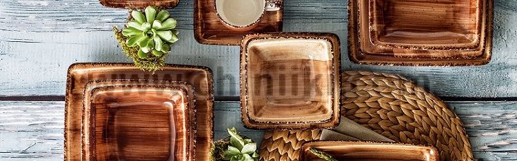Порцеланова квадратна чиния  за основно ястие 22 x 22 см BROWN, GÜRAL Турция