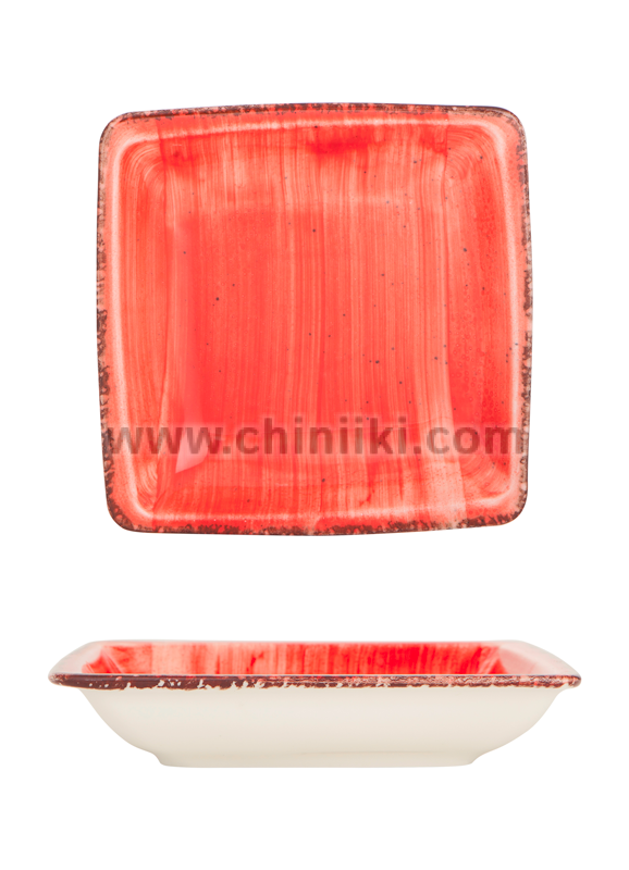 Порцеланова квадратна дълбока чиния 19 x 19 см RED, GÜRAL Турция