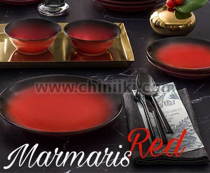 Порцеланова купа за салата 19 см, MARMARIS RED, GÜRAL Турция