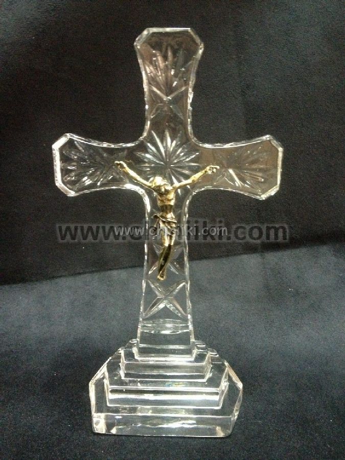 Кристален кръст с разпятие 20.5 см, Violetta Crystal Полша