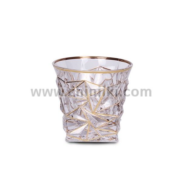 Кристални чаши за уиски 350 мл Glacier Gold Line & Rims, 6 броя, Bohemia Crystal