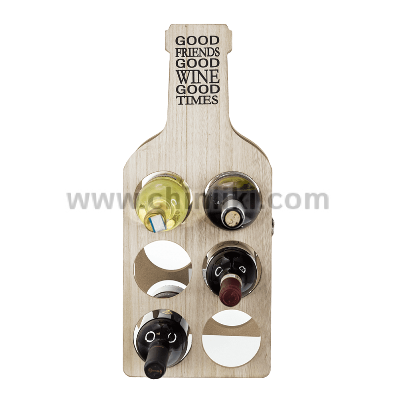 Дървена поставка за 6 бутилки вино, 51 см