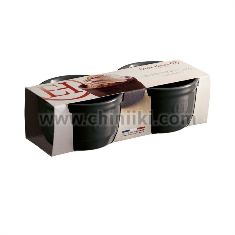 Керамични купички / рамекин за десерт 10 см, 2 броя, черен цвят, EMILE HENRY Франция