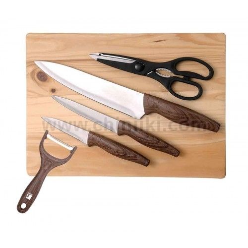 Комплект дъска за рязане с 3 ножа, ножица и белачка, BERGNER Австрия