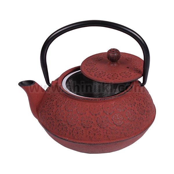 Чугунен чайник с филтър 600 мл, червен цвят, Luigi Ferrero
