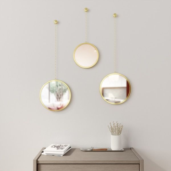 Комплект от 3 броя огледала за стена DIMA ROUND, цвят месинг, UMBRA Канада