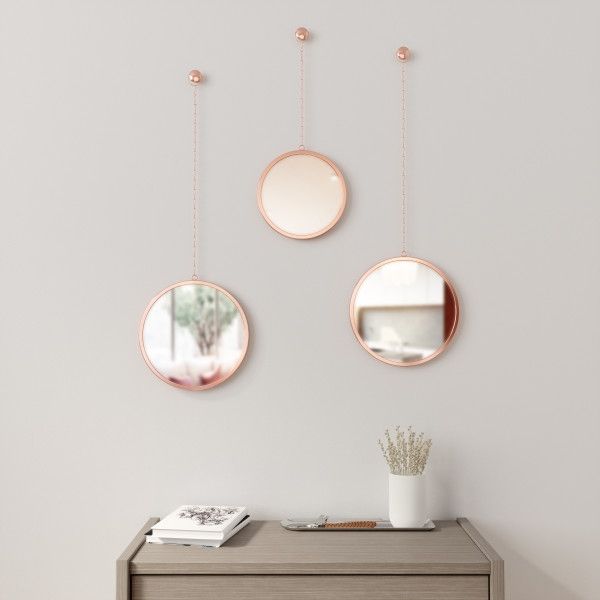 Комплект от 3 бр огледала за стена DIMA ROUND, цвят мед, UMBRA Канада