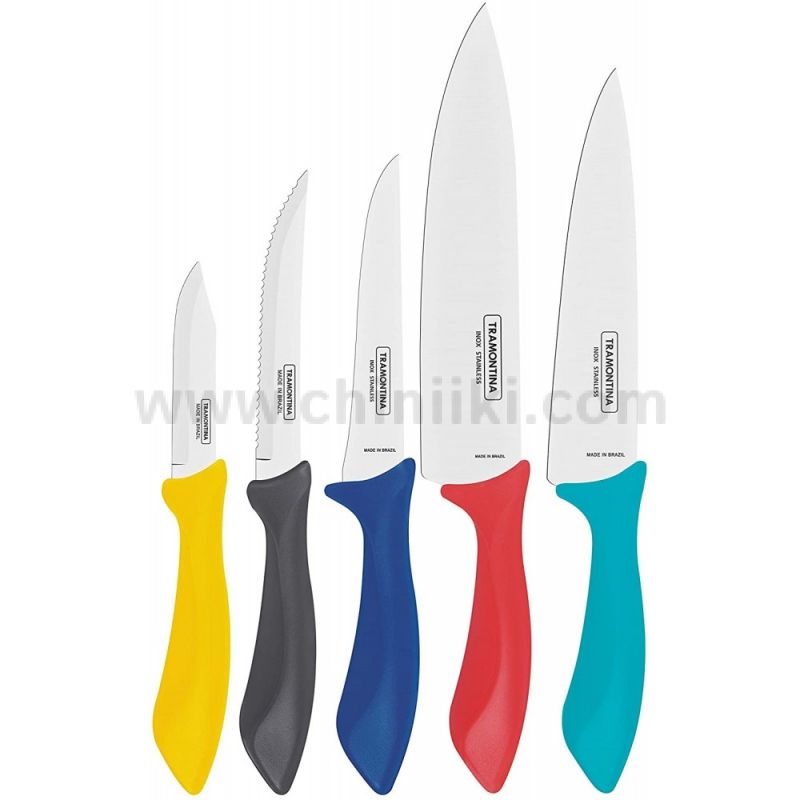 Цветни кухненски ножове 5 броя AFFILATA, Tramontina Бразилия