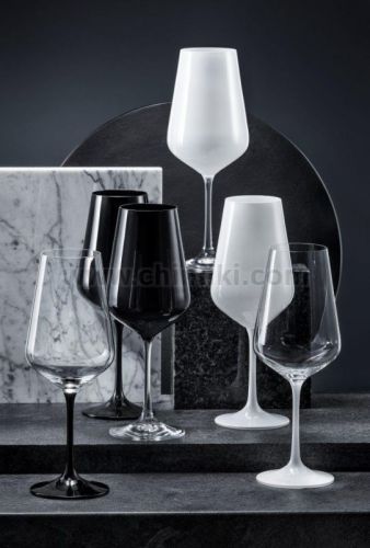 Черни чаши за шампанско 200 мл SANDRA, 6 броя, Bohemia Crystalex