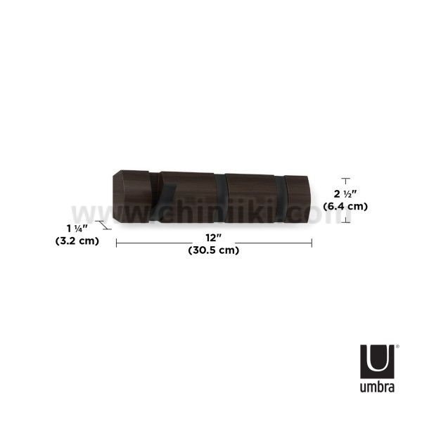 Закачалка за стена за 3 броя закачалки FLIP, цвят черен / орех, UMBRA Канада