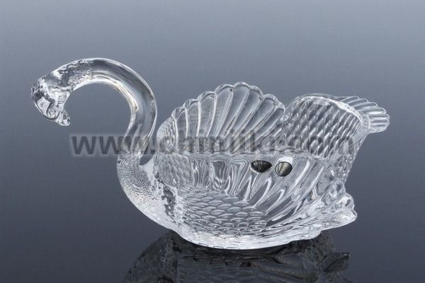 Кристална купа / фруктиера Лебед 33 см, Bohemia Crystal