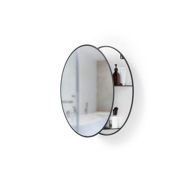 Огледало за стена с рафтове за аксесоари CIRKO, черен цвят, UMBRA Канада