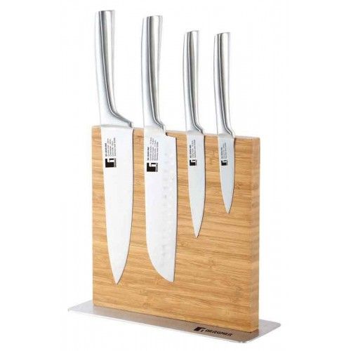 Комплект 4 ножа с магнитна дървена стойка, Bergner Австрия