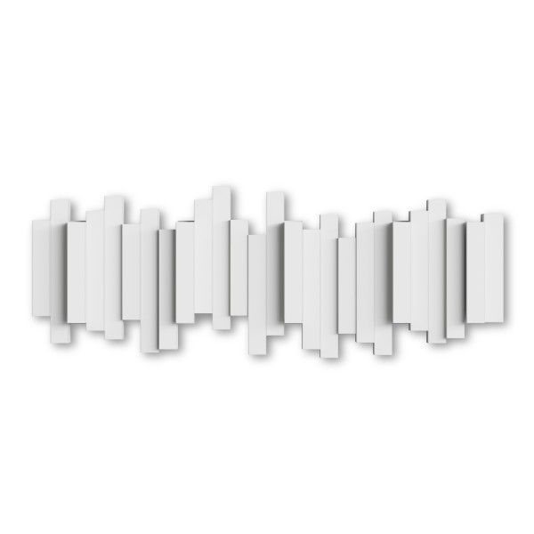 Закачалка за стена с 5 броя закачалки STICKS, бял цвят, UMBRA Канада