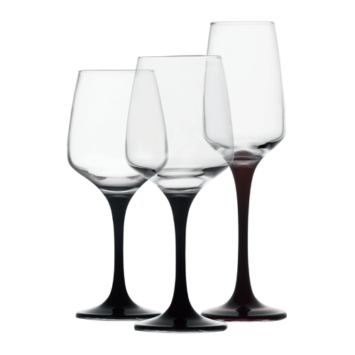 Чаши за вино с черно столче 330 мл - 6 броя, LAV Турция