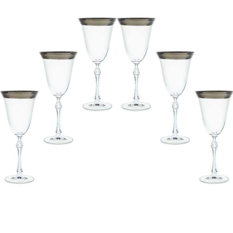 PARUS SILVER чаши за шампанско със сребърен кант 250 мл - 6 броя, Bohemia Crystalite