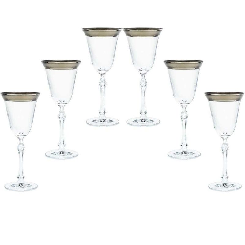PARUS SILVER чаши за вино със сребърен кант 185 мл - 6 броя, Bohemia Crystalite