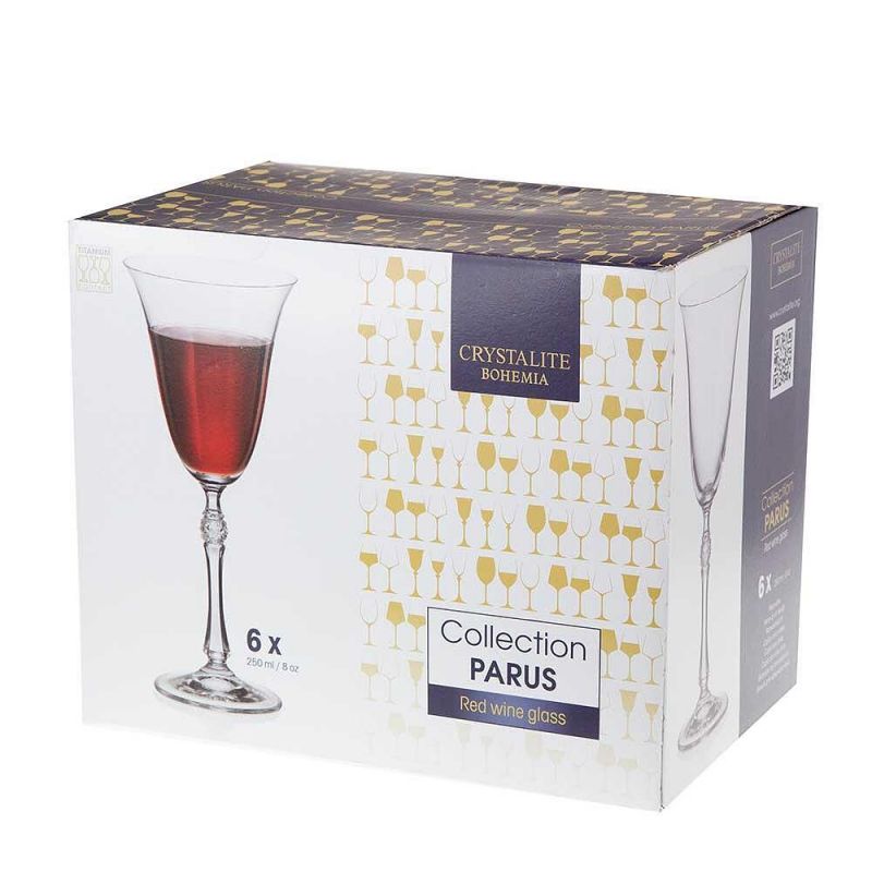 PARUS GOLD чаши за вино със златен кант 250 мл - 6 броя, Bohemia Crystalite