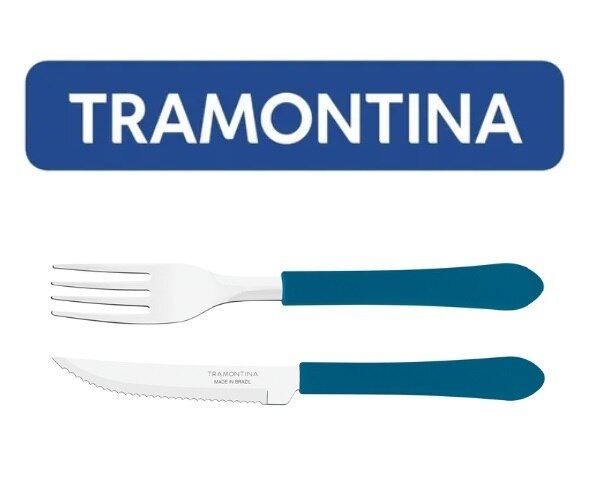 LEME комплект прибори за хранене със сини дръжки 24 части, Tramontina Бразилия