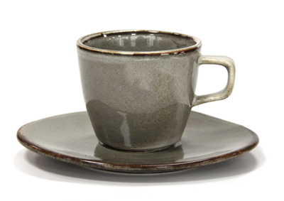 Порцеланови чашка и чинийка за кафе и чай 220 мл ANTIQUE Grey