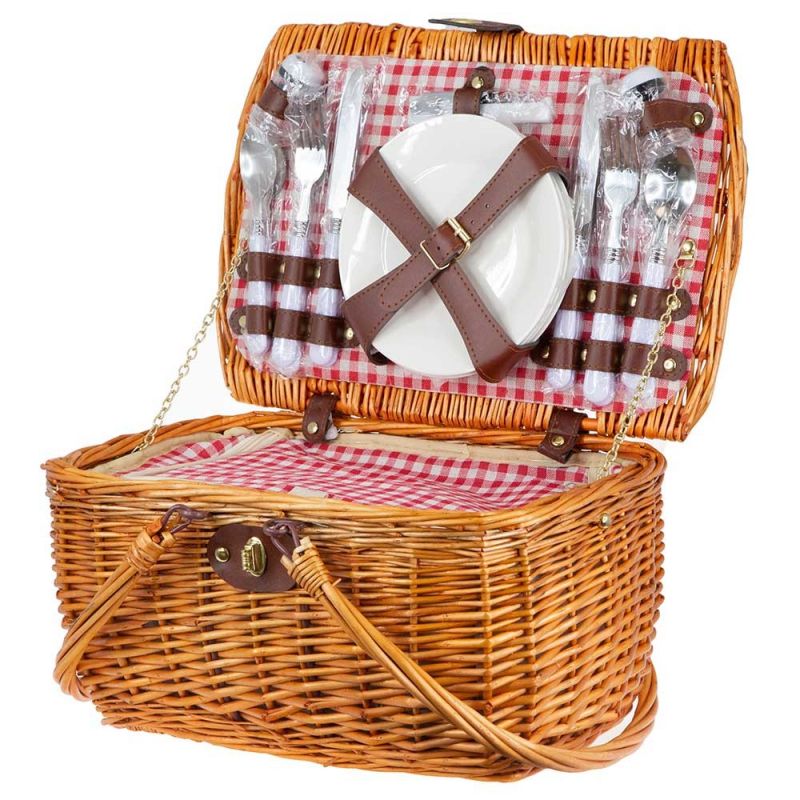 Хладилна кошница за пикник за 4 човека, кафяв цвят