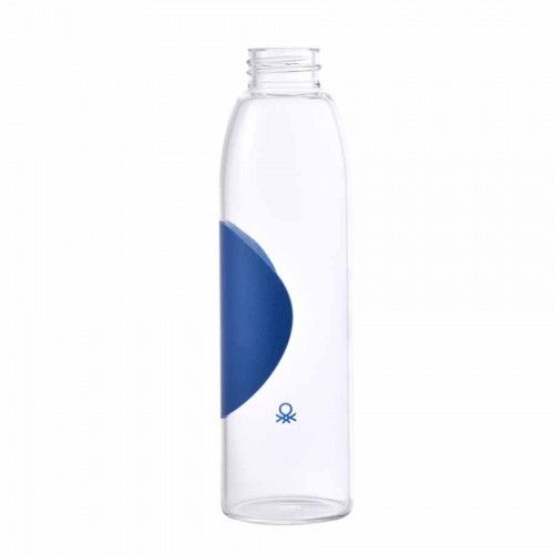 Стъклена бутилка за вода 500 мл, синя капачка тип кранче, United Colors Of Benetton