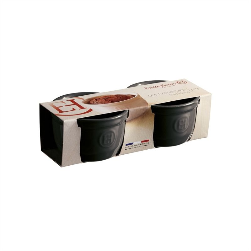 Керамични купички за десерт 2 броя, черен цвят, RAMEKINS SET N°9, EMILE HENRY Франция