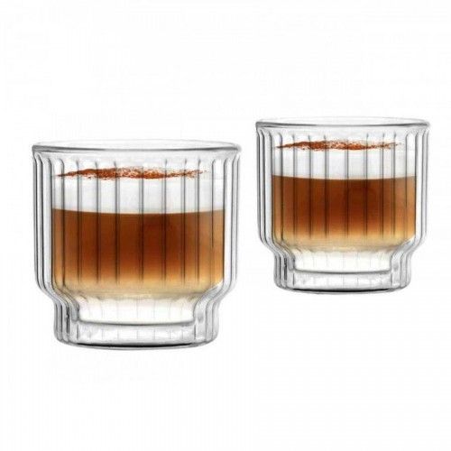 Двустенни чаши за десерт 260 мл Lungo, 2 броя, релефен дизайн, Vialli Design Полша