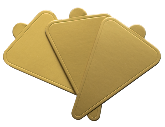 Триъгълна подложка за торта за еднократна употреба 11.8 x 7.8 см, 100 броя, цвят жълт