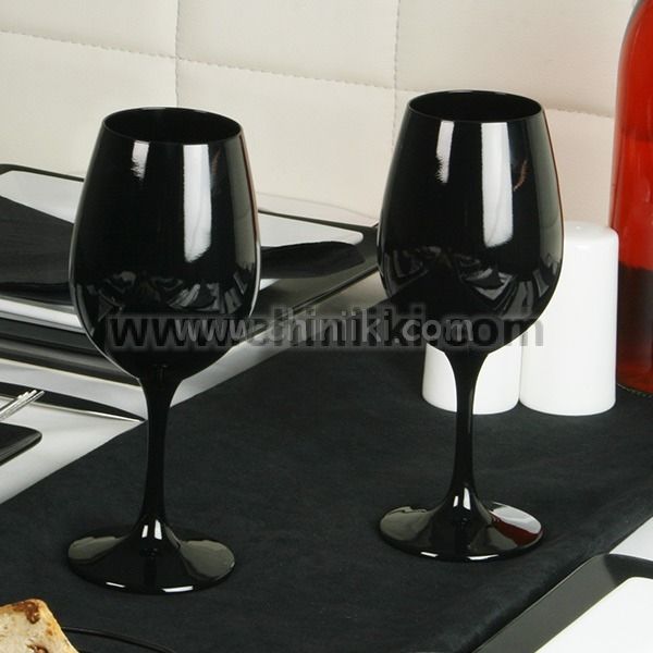 Черни чаши за вино 350 мл - 6 броя, Bohemia Crystalite