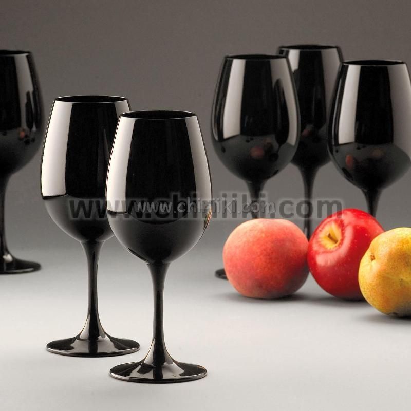 Черни чаши за вино 350 мл - 6 броя, Bohemia Crystalite
