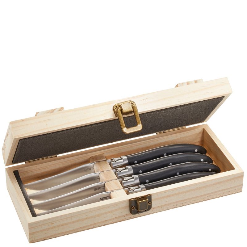 Комплект от 4 броя ножове за стек в дървена кутия BASCO, GEFU Германия