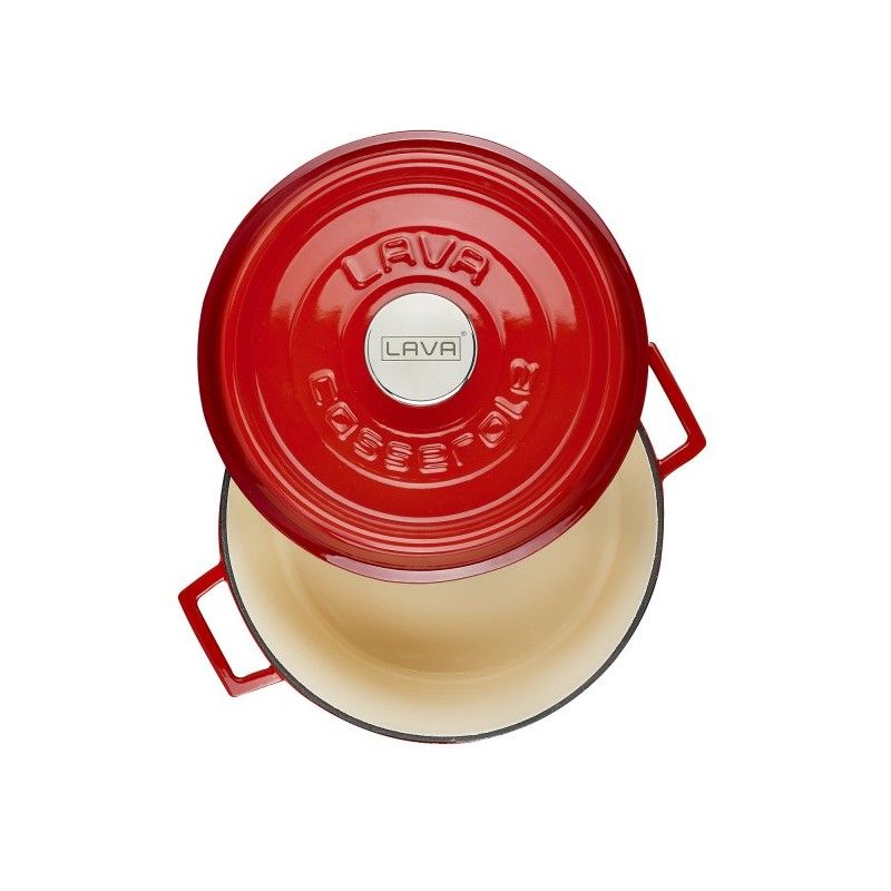 Овална чугунена тенджера 24 см, червен цвят, LAVA Турция