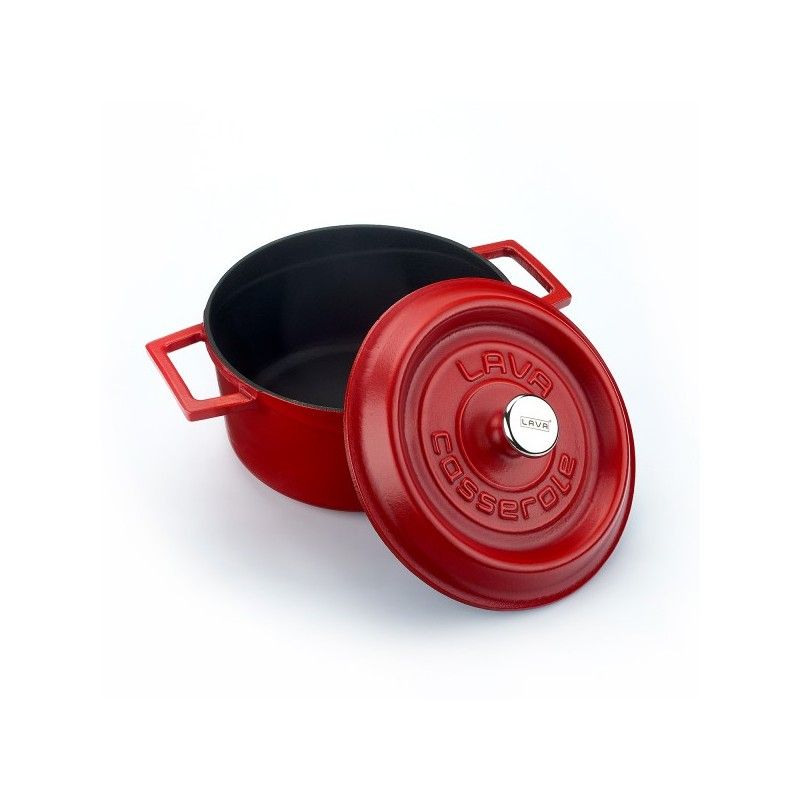 Кръгла чугунена тенджера Ø 28 см, червен цвят мат, LAVA Турция